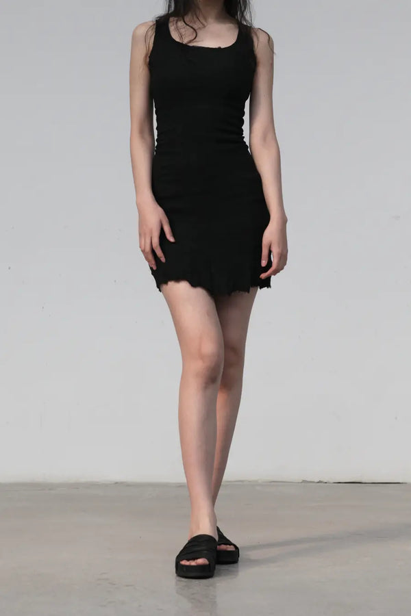 Marc Le Bihan Silk Shrink Stretch Slip Dress Collection Handmade in France MLB-21910-HEI Black